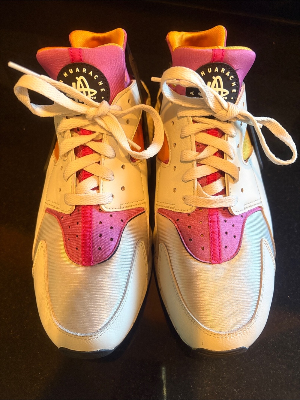 Nike Sneakers with Cream Leather and Orange and Pink Accents